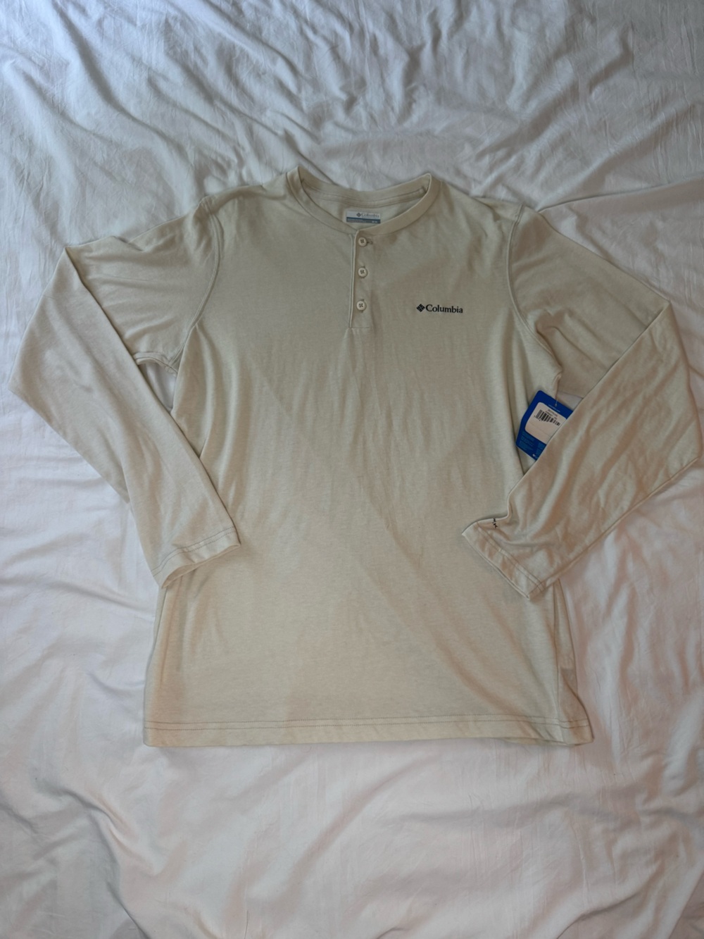 Columbia Men's Long Sleeve Henley Shirt - Cream NWT
